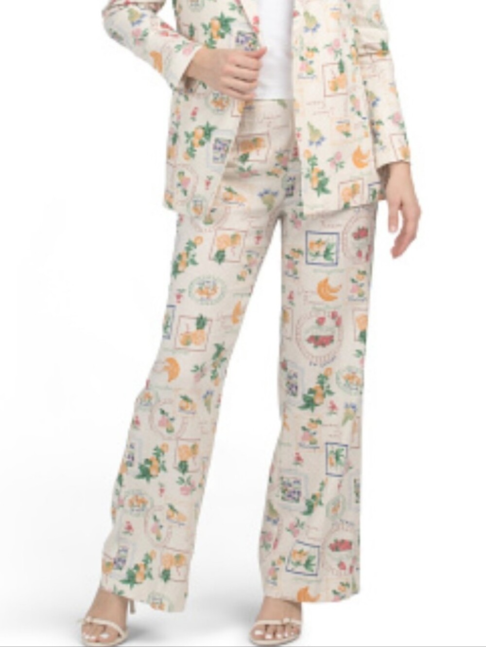 Rachel Zoe Linen Blend Wide Leg Pants XS Fruit